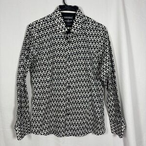 Barabas Button Down Black White‎ Geometric Long Sleeve Shirt Men’s Sz. M